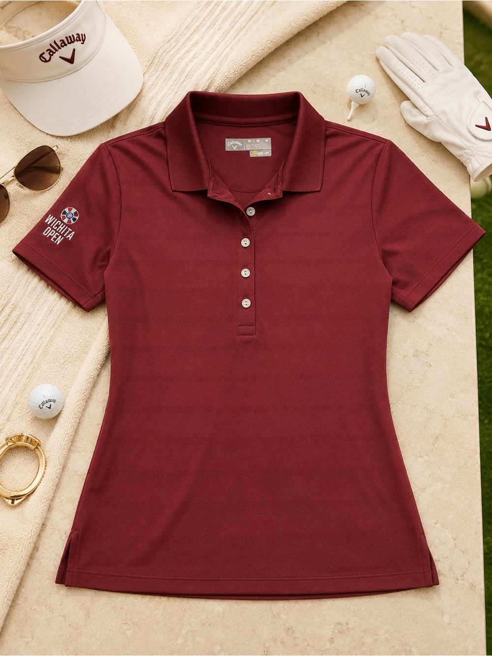 Like New Callaway Opti-Dri Wichita Open Burgundy Golf Polo Women’s M